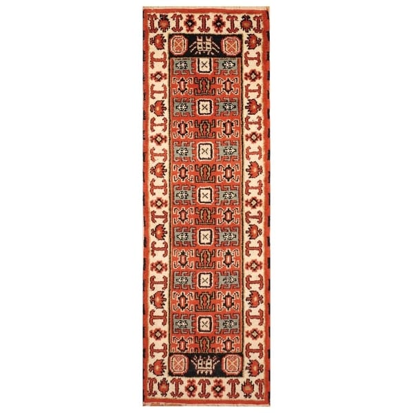 Handmade Kazak Wool Runner (India) - 2'2 x 6'9