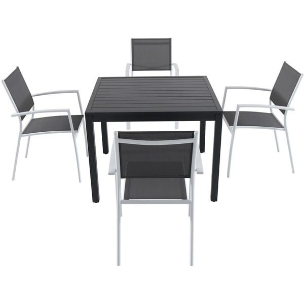 Cambridge Nova 5 Piece Grey Aluminum Outdoor Dining Set With 4 Cambridge Nova 5 Piece Grey Aluminum Outdoor Dining Set With 4 Sling Arm Chairs And