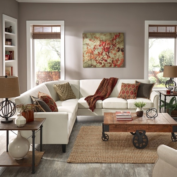 Uptown Modern Ivory White Upholstered L-Shaped Sectional by iNSPIRE Q Classic
