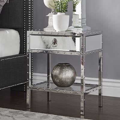 Carter Riveted Stainless-Steel Mirrored Accent Table by iNSPIRE Q Bold