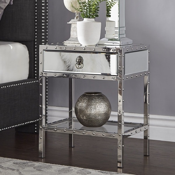 Shop Carter Riveted Stainless Steel Mirrored Accent Table By