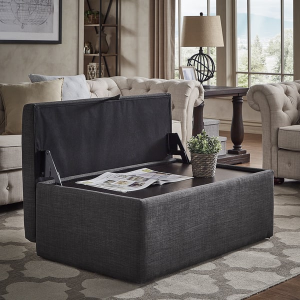 Landen Lift Top Upholstered Storage Ottoman Coffee Table By Landen Lift Top Upholstered