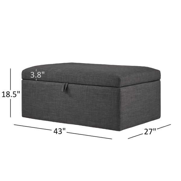 Landen Lift Top Upholstered Storage Ottoman Beige Linen Coffee Table by ...