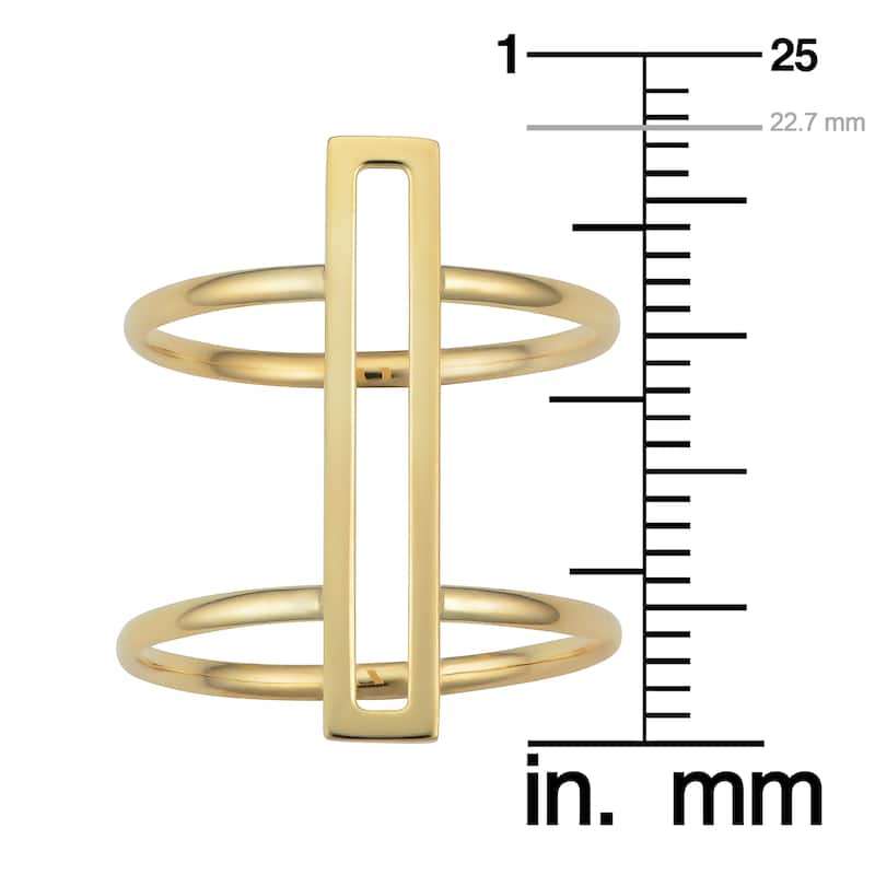 Fremada Italian 14k Yellow Gold Bar Double Ring