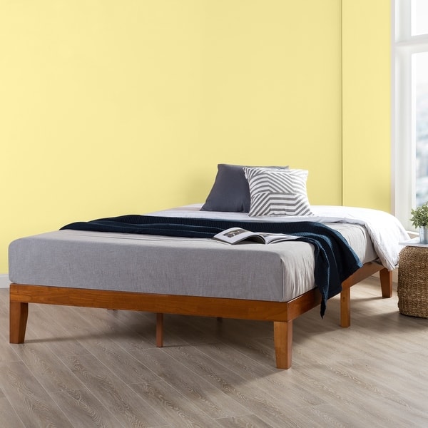 Queen Size 12 Inch Classic Solid Wood Platform Bed Frame Cherry Crown Comfort On Sale Overstock 22378116