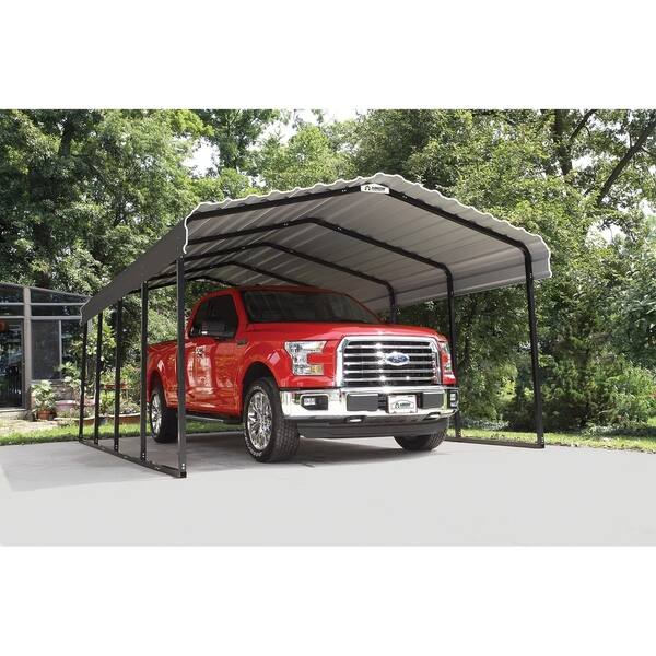Shop Steel Carport Galvanized Black Charcoal Overstock 22378257