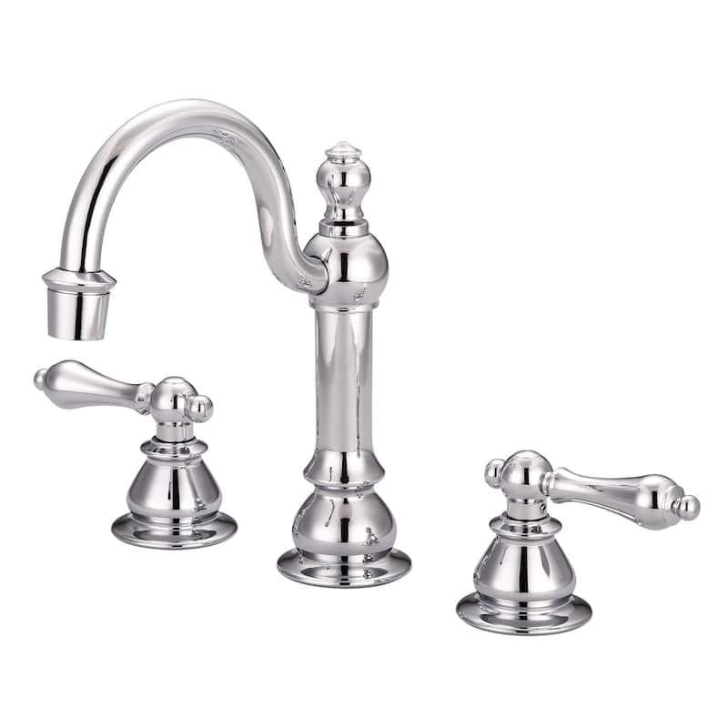 American 20th Century Classic Widespread Lavatory Faucets with Pop-Up Drain in Chrome Finish with Metal Lever Handles - Cross Handles