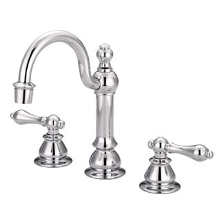 American 20th Century Classic Widespread Lavatory Faucets with Pop-Up Drain in Chrome Finish with Metal Lever Handles