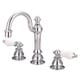 preview thumbnail 3 of 1, American 20th Century Classic Widespread Lavatory Faucets with Pop-Up Drain in Chrome Finish with Metal Lever Handles Porcelain Lever Handles