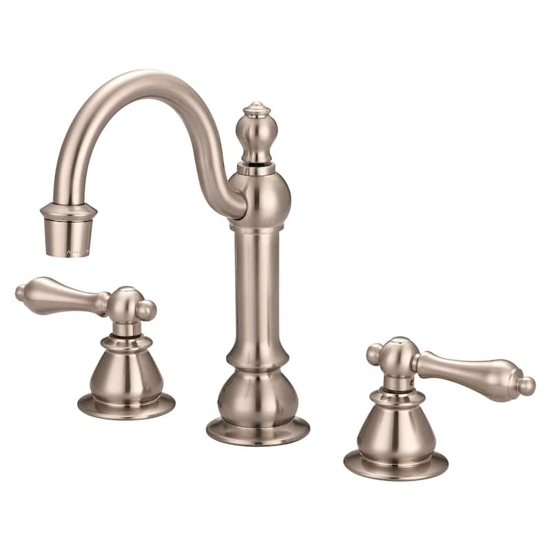 Widespread Lavatory Faucets With Pop-Up Drain in Brushed Nickel Finish With Metal Lever Handles - standard cross handles