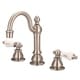 preview thumbnail 2 of 1, Widespread Lavatory Faucets With Pop-Up Drain in Brushed Nickel Finish With Metal Lever Handles Hot and Cold labeled porcelain lever handles