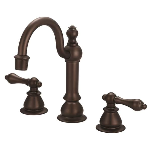 slide 2 of 3, Widespread Lavatory Faucets With Pop-Up Drain in Oil-rubbed Bronze Finish With Metal Lever Handles Lever Handles