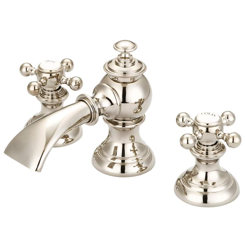 Modern Classic Widespread Lavatory Faucet - classic labeled metal cross handles