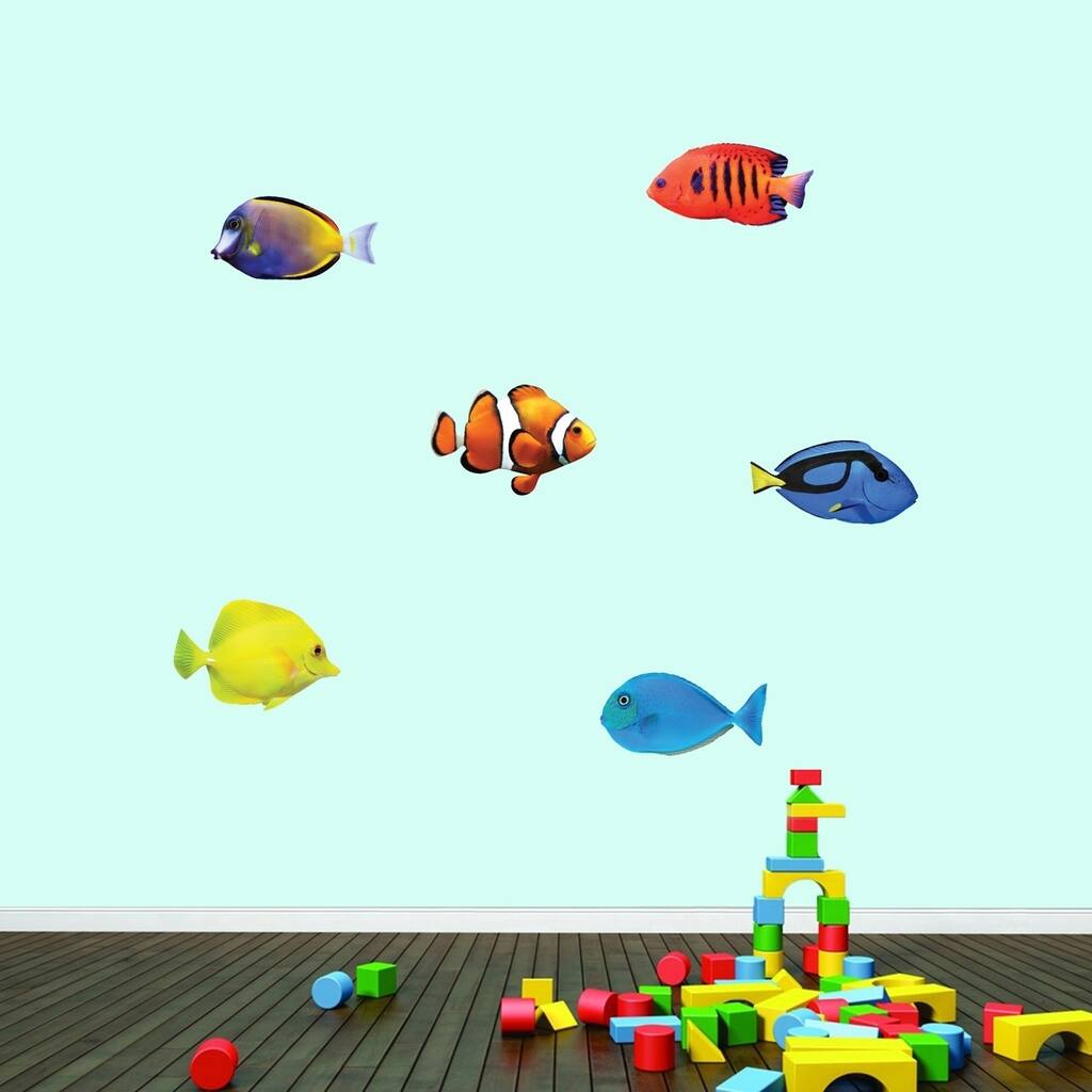 Real Life Fish Printed Wall Decal Set
