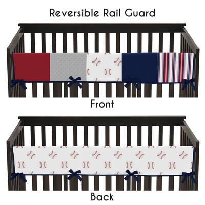 Sweet Jojo Designs Red, White and Blue Baseball Patch Sports Collection Long Crib Rail Guard Cover