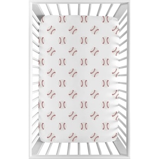 Sweet Jojo Designs Red and White Baseball Patch Sports Collection Fitted Mini Portable Crib Sheet