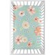 preview thumbnail 1 of 1, Sweet Jojo Designs Turquoise and Peach Watercolor Floral Collection Fitted Mini Portable Crib Sheet
