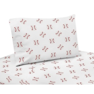 Sweet Jojo Designs Red and White Baseball Patch Sports Collection 3-piece Twin Sheet Set