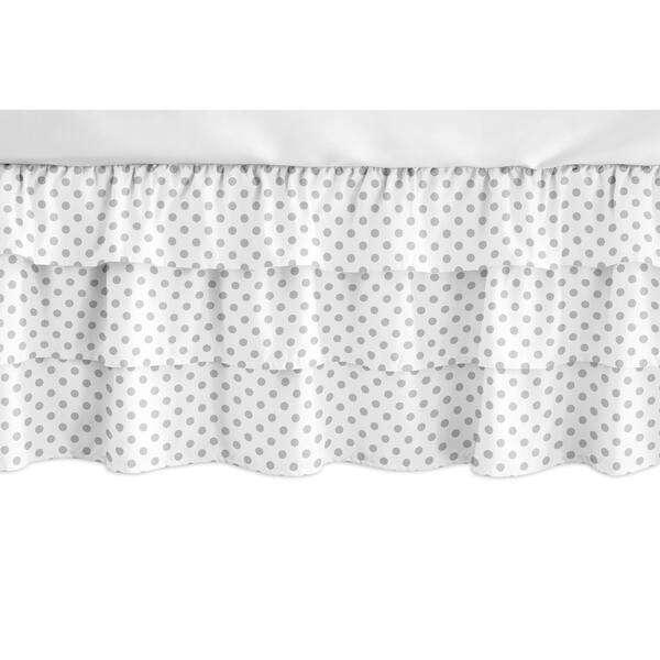 slide 1 of 1, Sweet Jojo Designs Grey and White Polka Dot Watercolor Floral Girl Collection 3 Tiered Ruffled Crib Bed Skirt