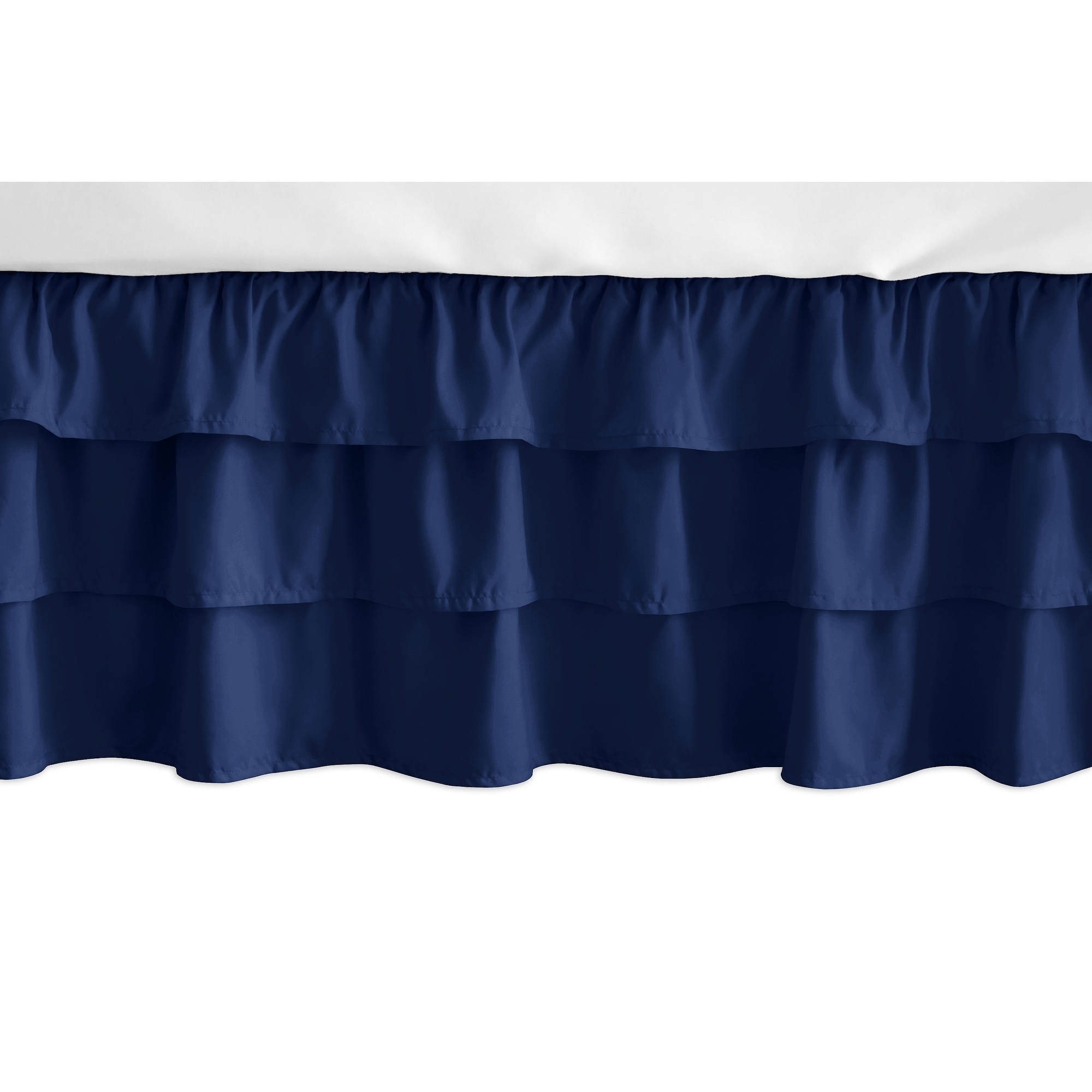 navy and white crib skirt