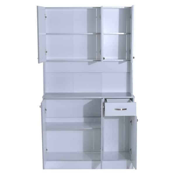 Shop Homcom 71 Microwave Storage Cabinet With Doors And Shelves