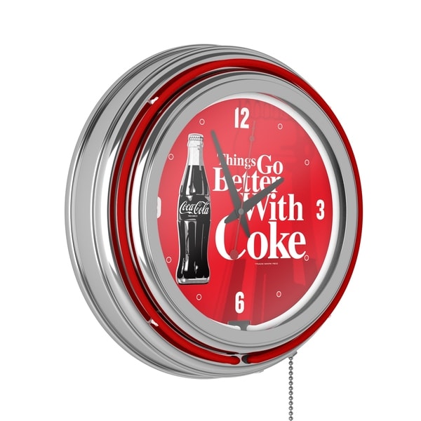 Coke Chrome Double Rung Neon Clock - Coca-Cola Things Go Better with Coke Bottle Art - Red - Things Go Better. Opens flyout.
