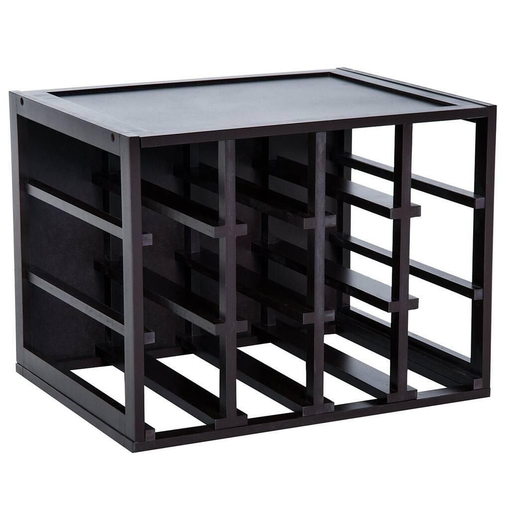 HomCom 12 Bottle Rack Modern Wooden Stackable Tabletop Wine Bottle Organizer Box