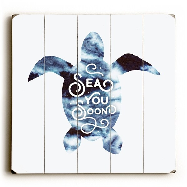 Sea You Soon - Navy Planked Wood Wall Decor by OBC