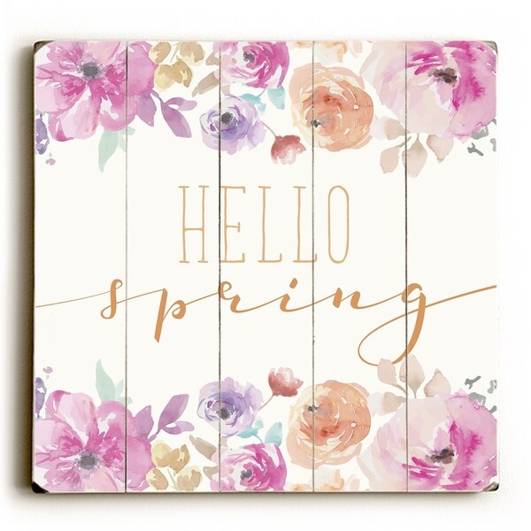 Hello Spring - Multi Planked Wood Wall Decor by OBC