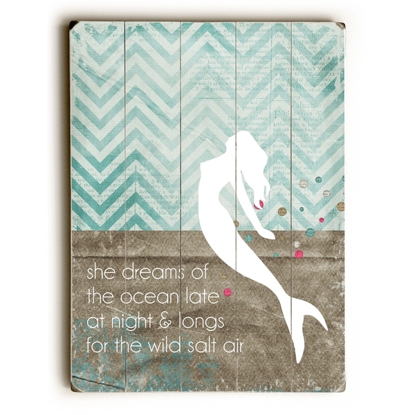 Mermaid Wild Salt Air - Multi Planked Wood Wall Decor by Cheryl Overton
