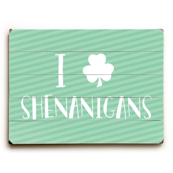 Shenanigans - Green Planked Wood Wall Decor by OBC