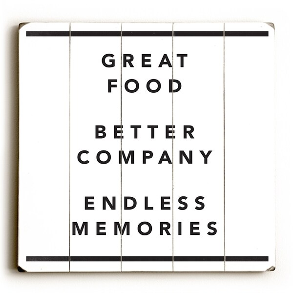 Great Food - White Planked Wood Wall Decor by OBC