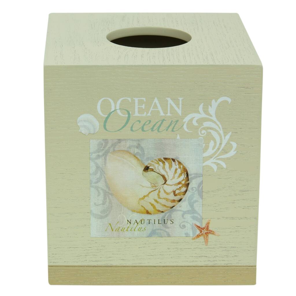 Ocean tissue box cover by Bacova - Beige