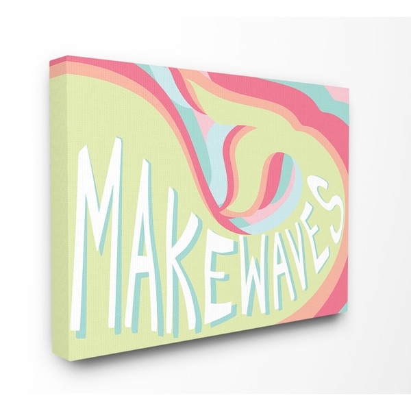 Stupell Make Waves Groovy Mermaid Typography, Canvas, 16 x 1.5 x