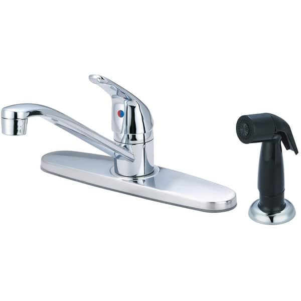 slide 2 of 2, Elite Single Handle Kitchen Faucet with Spray and Flex Supply Lines Polished chrome