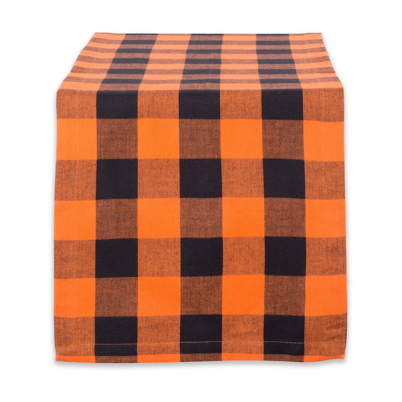 DII Buffalo Check Table Runner - Orange & Black - 72"x14"