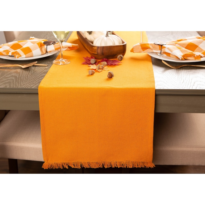 DII Fringed Solid Table Runner (0.25 inches high x 14 inches wide x 72 inches deep)