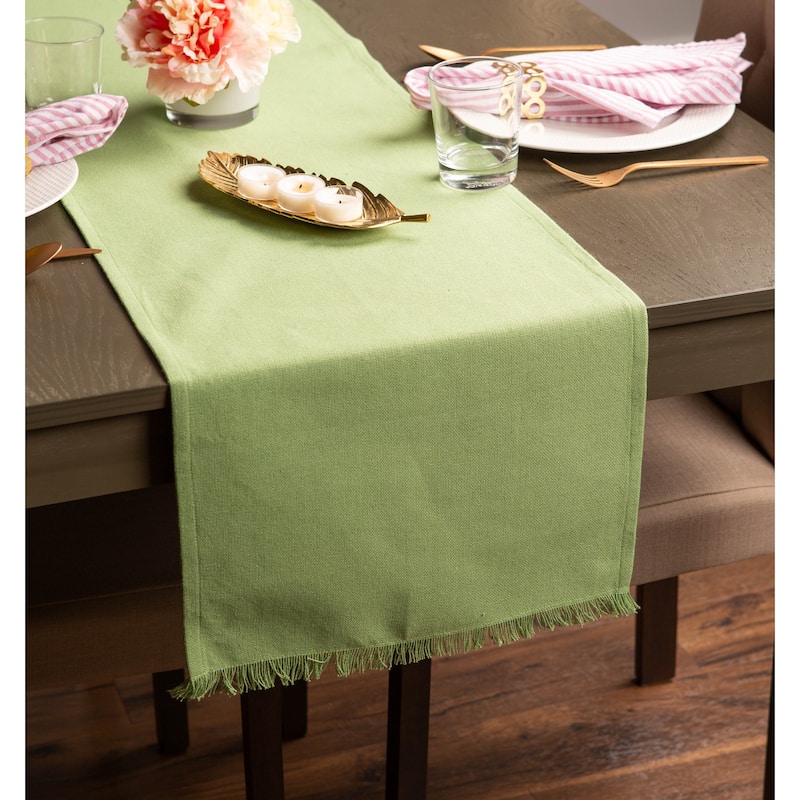 DII Fringed Solid Table Runner (0.25 inches high x 14 inches wide x 72 inches deep)