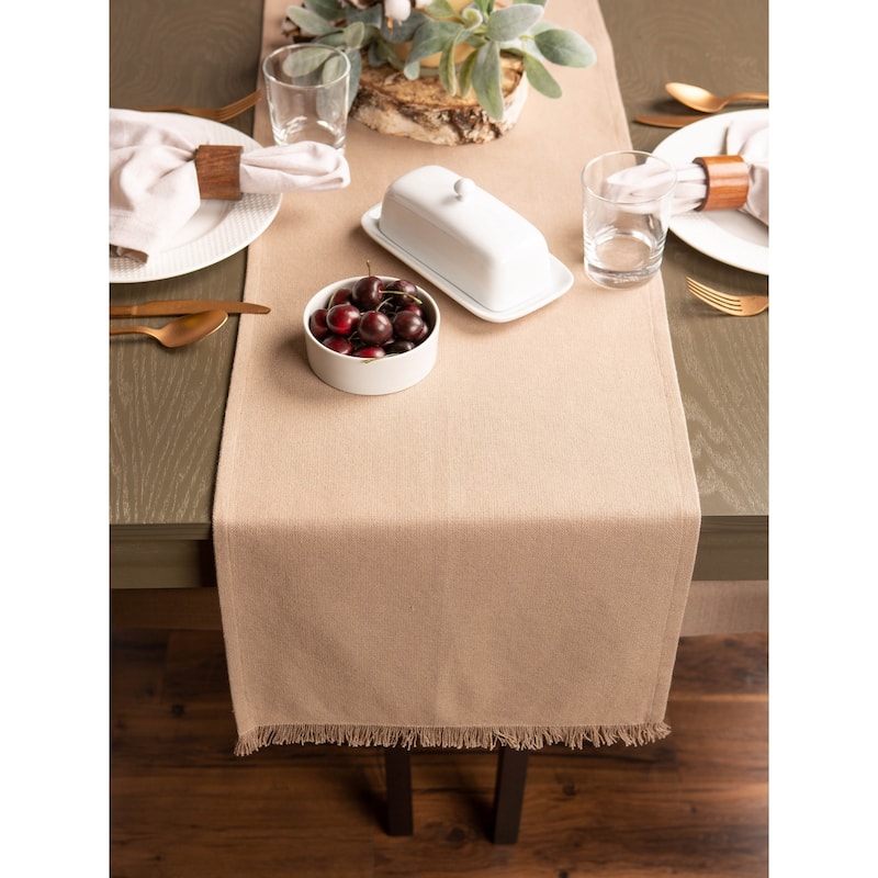 DII Fringed Solid Table Runner (0.25 inches high x 14 inches wide x 72 inches deep)