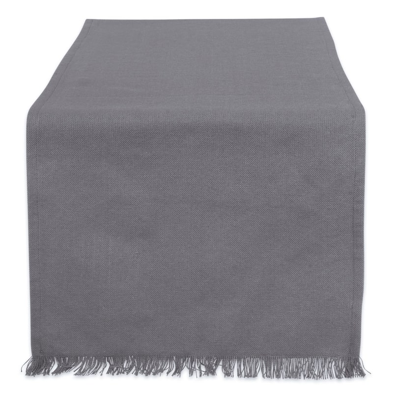 DII Fringed Solid Table Runner (0.25 inches high x 14 inches wide x 72 inches deep) - 14 x 72" - Gray