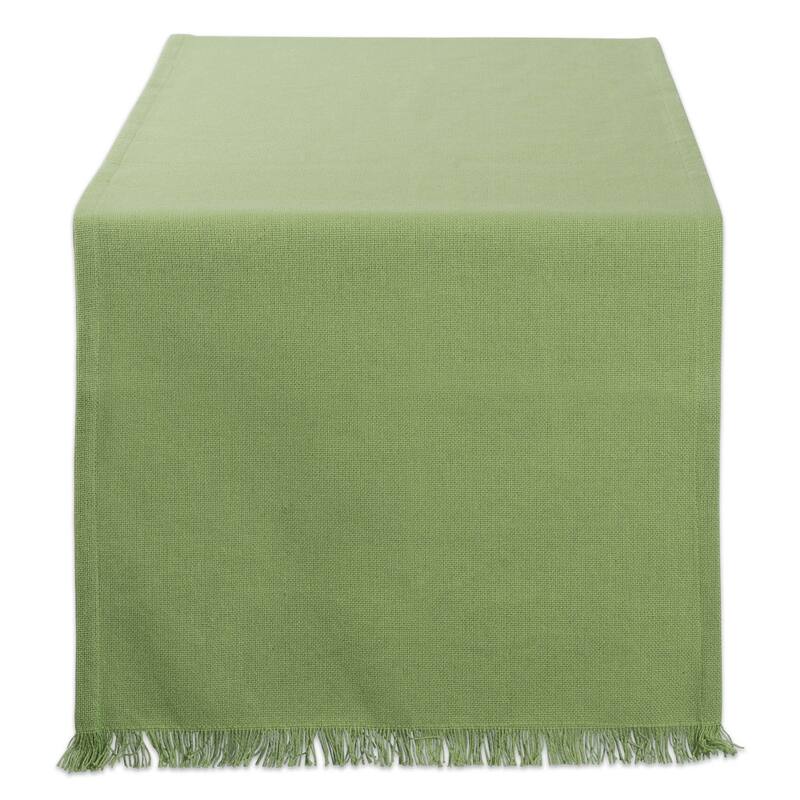 DII Fringed Solid Table Runner (0.25 inches high x 14 inches wide x 72 inches deep) - 72"x14" - Green