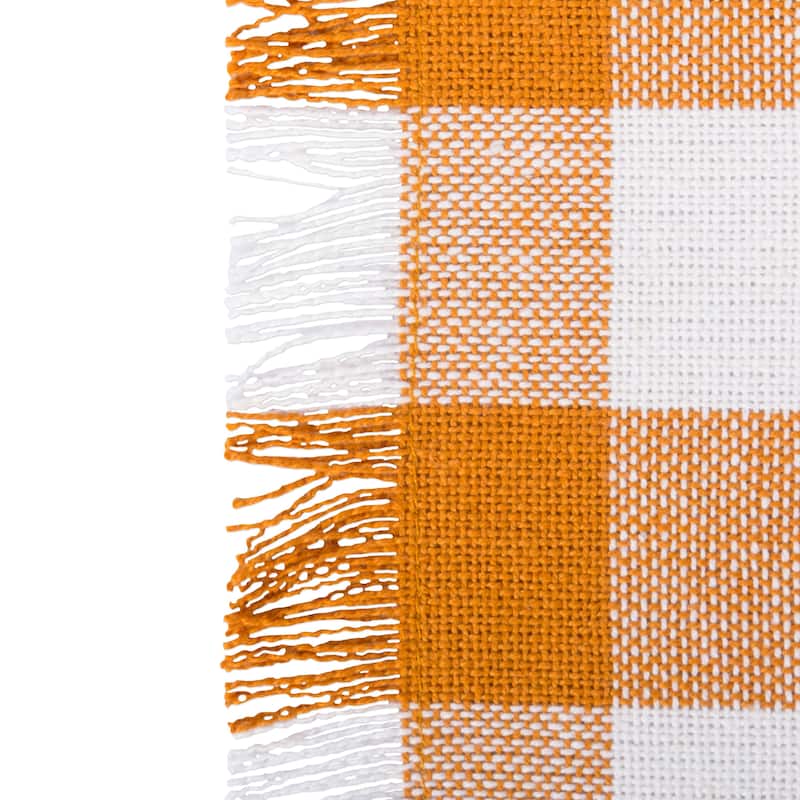 Design Imports Fringed Check Table Runner - 72"x14" - Pumpkin Spice