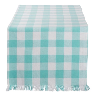 Design Imports Fringed Check Table Runner