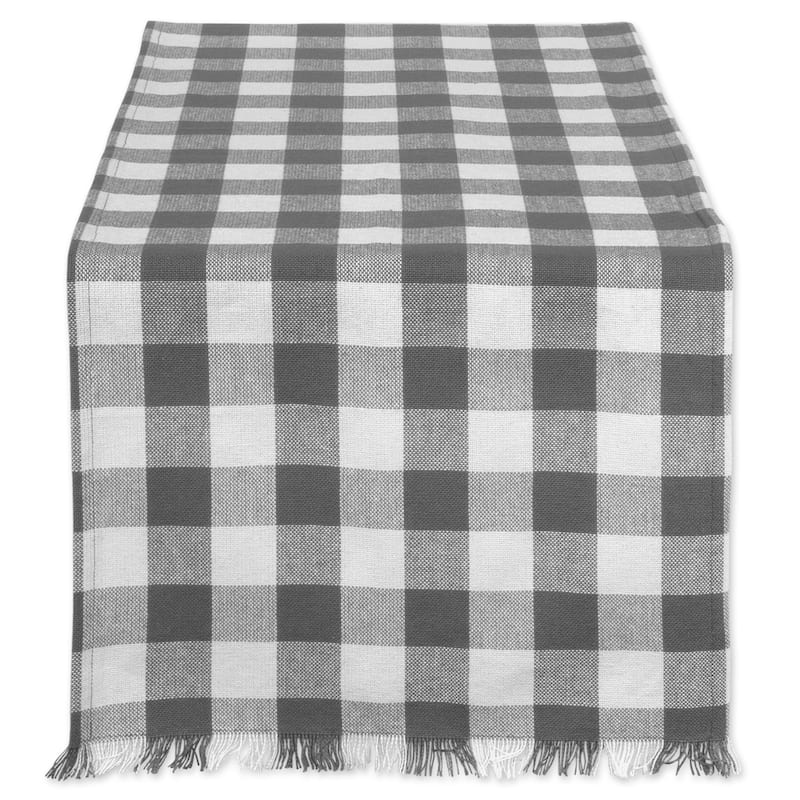 Design Imports Fringed Check Table Runner