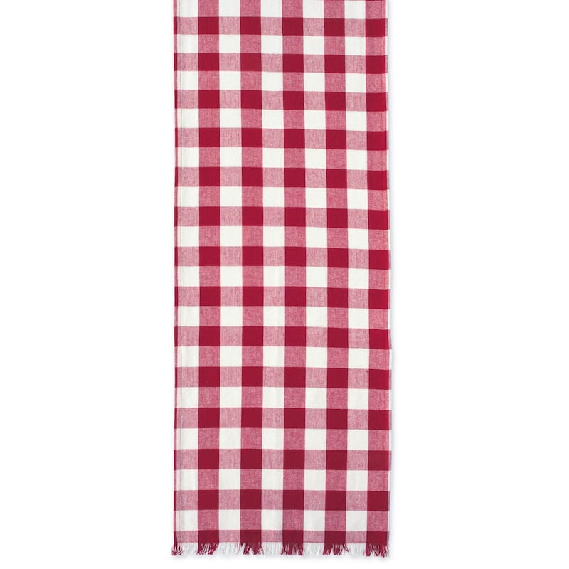 Design Imports Fringed Check Table Runner