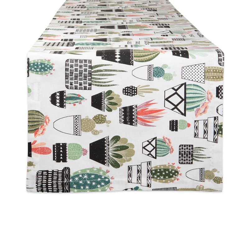 Design Imports Harelquin Print Table Runner (0.25 inches high x 14 inches wide x 72 inches deep) - 14x72" - Urban Oasis Cactus