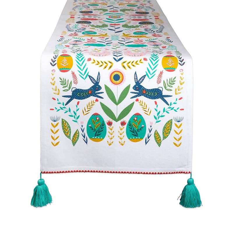 Design Imports Harelquin Print Table Runner (0.25 inches high x 14 inches wide x 72 inches deep) - 14x72" - Easter Folk