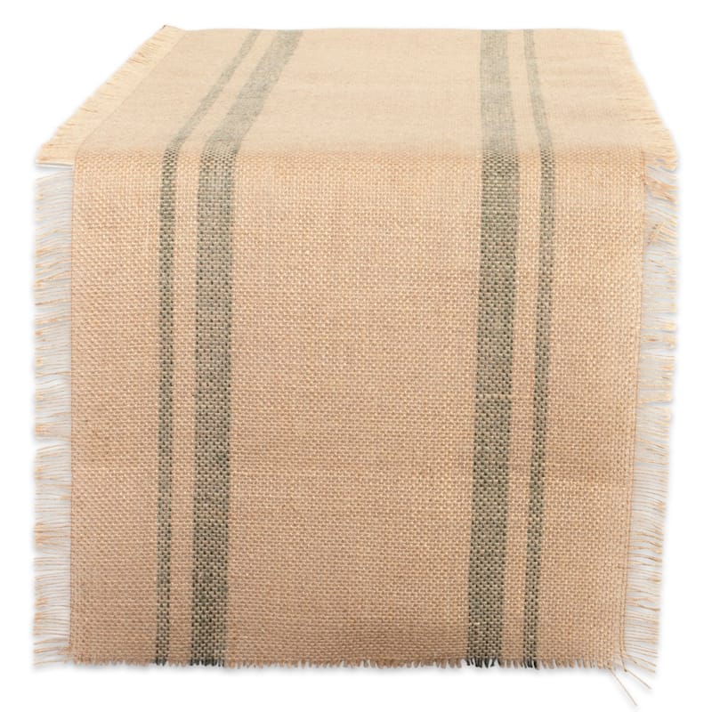 Design Imports Jute Burlap Double Border Table Runner - 14x72" - Artichoke