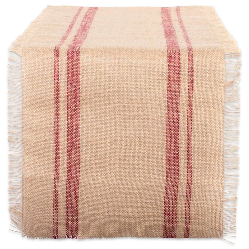 Design Imports Jute Burlap Double Border Table Runner - 14x108" - Red