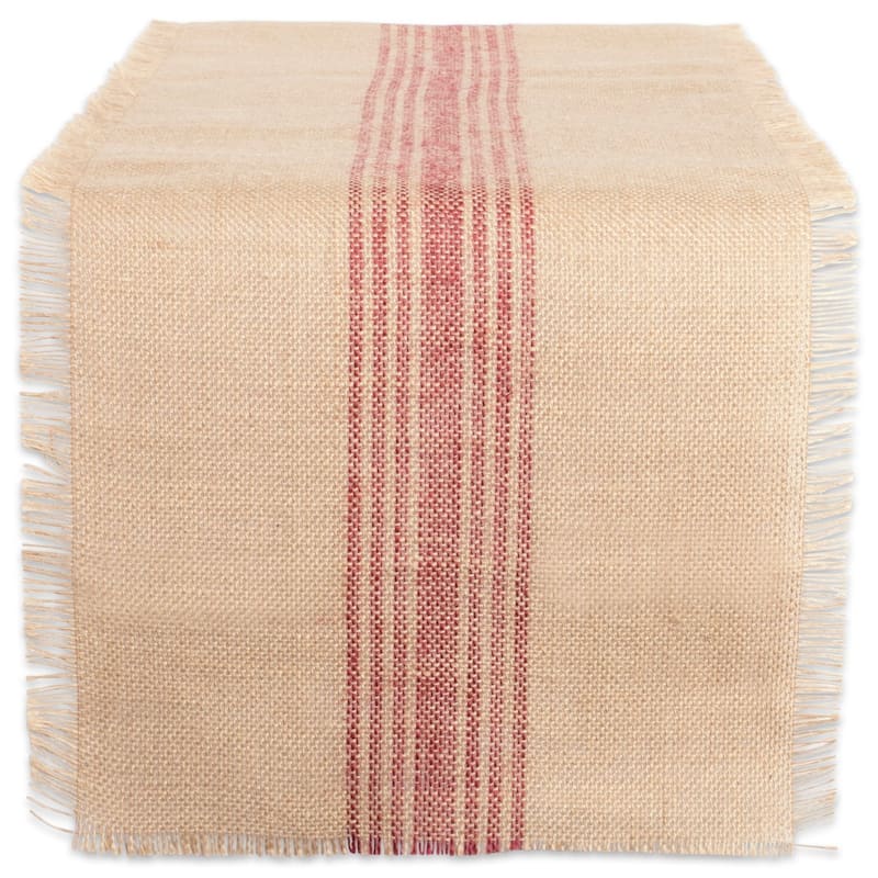 Design Imports Jute Burlap Middle Stripe Table Runner